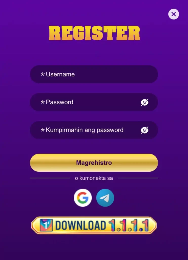 TG7772 register page showing simple signup form and user input fields